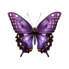 Purple Butterfly with Yellow Spots Isolated on Transparent Background