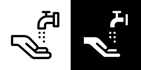 wudhu line and glyph icon, outline and glyph vector sign, linear and glyph style pictogram isolated on white and black. islamic Symbol, logo, icon, illustration