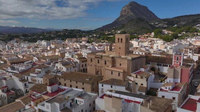 Historical Center of city Javea - Xabia, Alicante. Parroquia de Sant Bertomeu. Travel destination in Spain, Costa Blanca
