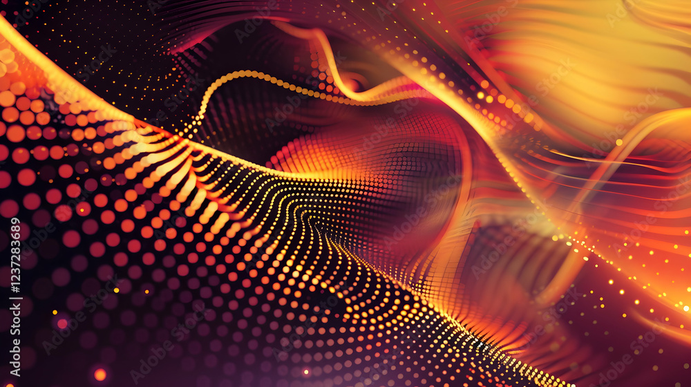 Poster Abstract digital waves in vibrant colors create a dynamic visual experience.