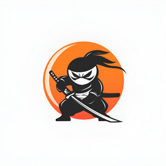 Cartoon Style Ninja Logo Icon Illustration Vector Ninja Warrior White Background