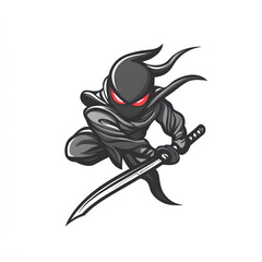 Cartoon Style Ninja Logo Icon Illustration Vector Ninja Warrior White Background