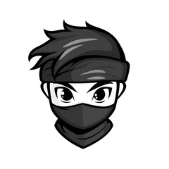 Cartoon Style Ninja Logo Icon Illustration Vector Ninja Warrior White Background