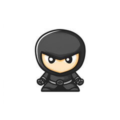 Cartoon Style Ninja Logo Icon Illustration Vector Ninja Warrior White Background