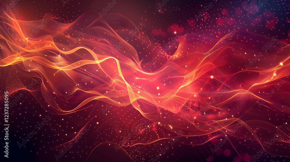 Poster abstract waves of light in vibrant colors, creating a dynamic and energetic visual effect.