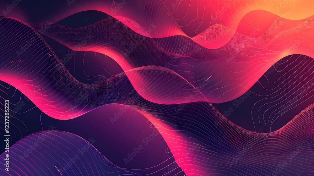 Poster abstract waves in vibrant colors create a dynamic visual experience.