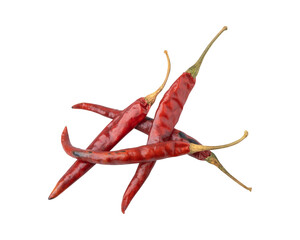 Dry red hot chili peppers isolated on transparent background	