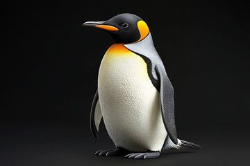 Fototapeta premium penguin on a black background, penguin on a blank black background, a penguin, penguin, cute penguin, black background, copy space for add text, 3d rendering, 3d, vector, AI generative