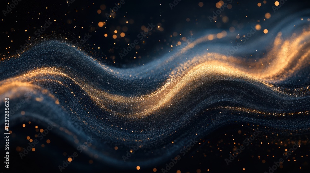 Aufkleber golden and black wave pattern with subtle glow in abstract swirling motion