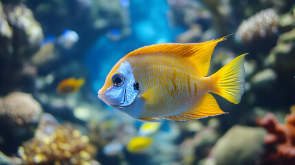 Obraz premium Exotic fish in aquarium, sea life, sea animals, fish in oceanarium, tropical fish, underwater world