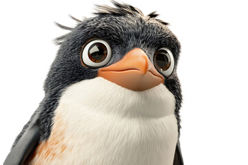 Naklejka premium penguin on a white background, penguin on a blank white background, a penguin, penguin, cute penguin, white background, copy space for add text, 3d rendering, 3d, vector, AI generative