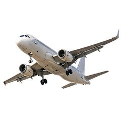 Obraz premium Commercial Passenger Airplane in Flight isolated on white background as transparent. PNG.AI GENERATED