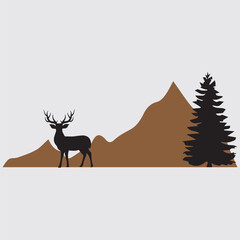 illustration of a deer, deer in the forest 