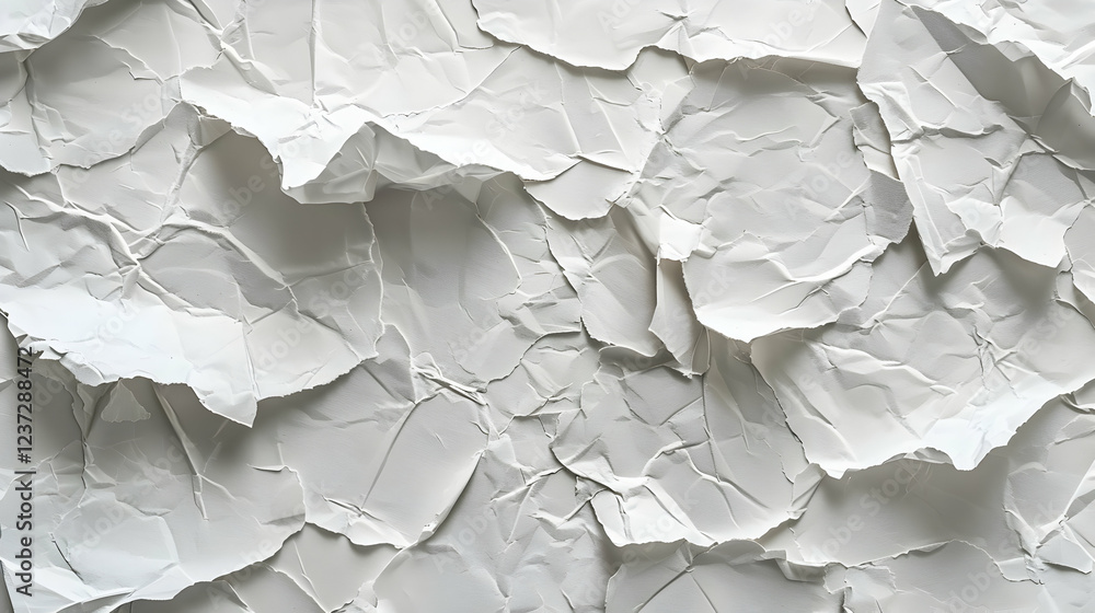 Poster crumpled white paper texture creating an abstract background.