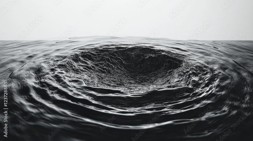 Poster monochrome rippling water vortex: close-up of textured surface and dynamic movement in minimalist st