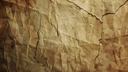 A close-up of crumpled, aged paper with a textured surface and subtle stains.