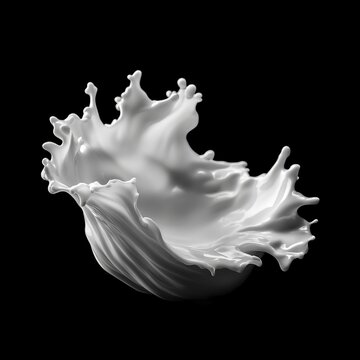 Fototapeta Milk splash, white liquid, black background, studio shot, food advertising (1)