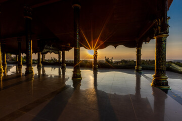 Background of the tourist attraction Wat Sirindhorn Wararam or the famous glowing temple in...