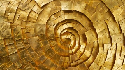 Unique and Radiant Gold Bullion Spiral Display Captured in Mesmerizing Array of Wealth and Opulence
