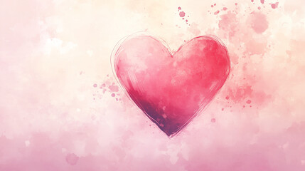 Fototapeta premium Minimalist Hand-Drawn Pink Heart on Soft Pastel Background – Romantic and Artistic Design