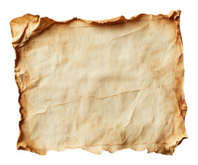 Fototapeta premium Vintage parchment paper with frayed edges isolated on transparent background