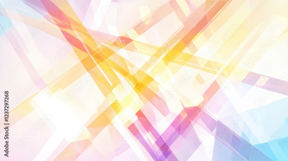 Poster abstract pastel geometric design featuring intersecting lines and shapes