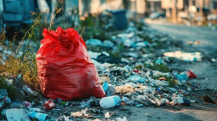 Nfectious waste must be disposed of in the trash bag and red, waste infections in hospitals, shows a lot of medical waste.infectious wastes in red bag. -