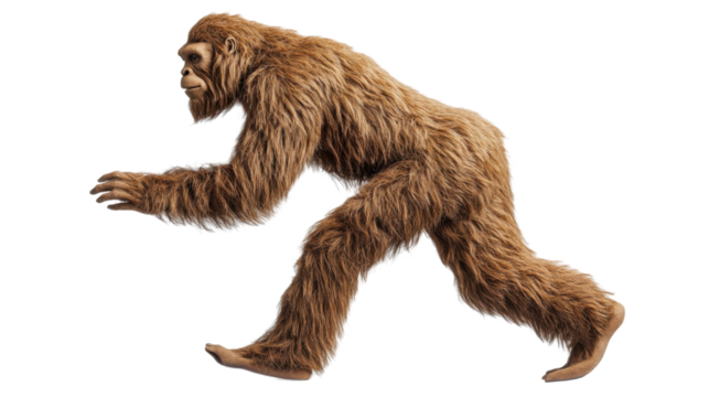 Bigfoot running with transparent background