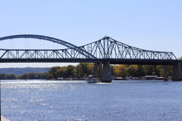 A bridge over river in the summer in downtown Lacrosse, Wisconsin.