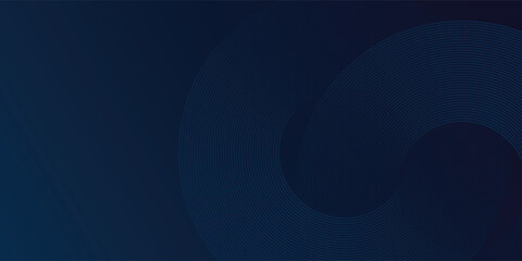 Vector blue glowing geometric lines on dark blue background. Modern shiny blue circle lines simple