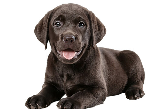 Chocolate Labrador puppy isolated on transparent background