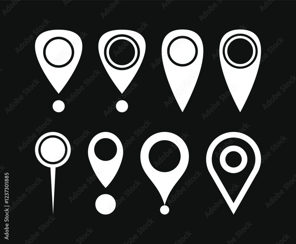 Aufkleber location map pin icons set. modern map marker collection. pinpoint. location pin icon. map pin place