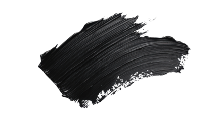 Black paint brush stroke on transparent background