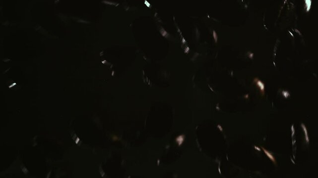 Coffee Beans Fall in Slow Motion