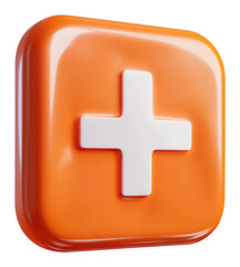Obraz premium Bright orange medical cross symbol on display isolated on transparent background