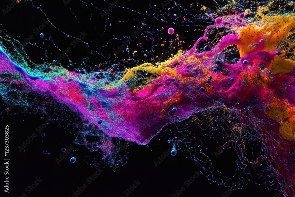 Poster vibrant abstract colors and flowing patterns create a stunning visual experience against a dark back