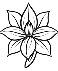 Line Drawing of a Six-Petaled Flower