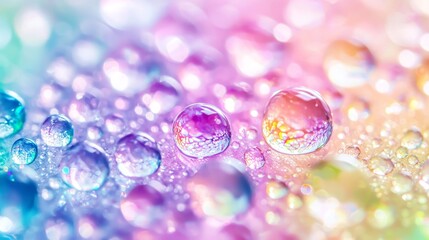 Close-up of watercolor droplets merging into each other, forming a dynamic, abstract rainbow gradient; soft focus, vintage filter, textured paper background
