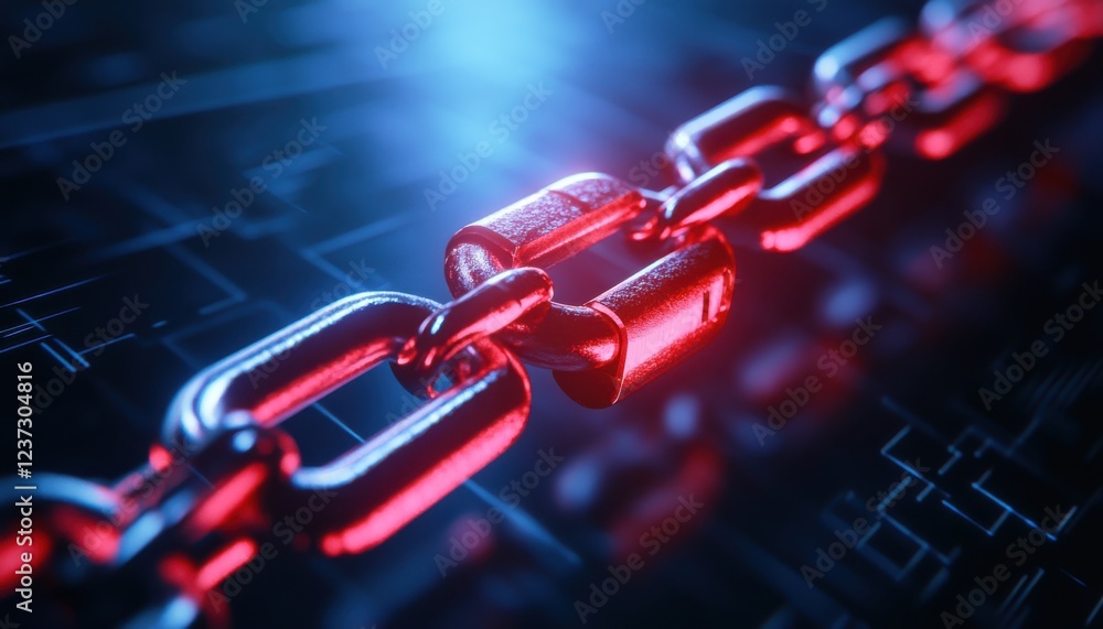 Aufkleber a close-up of a glowing red chain link symbolizing security and connectivity in the digital world.