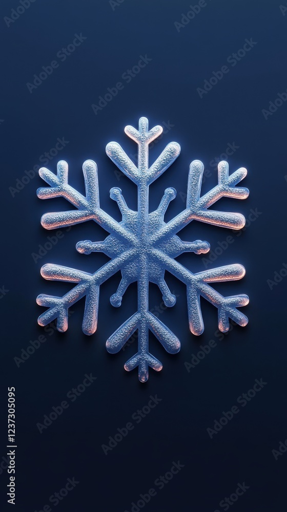 Aufkleber a close-up view of a delicate snowflake on a dark background, showcasing its intricate structure and