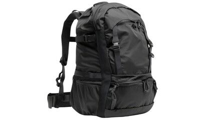 Fototapeta premium Large black backpack isolated on transparent background