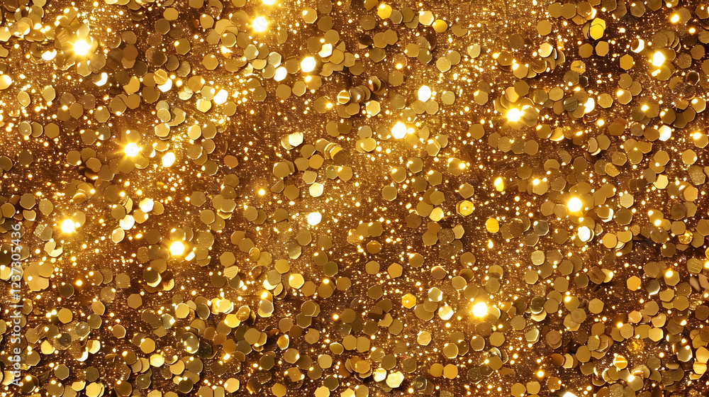 Poster a shimmering background of golden glitter particles creating a festive and luxurious effect.