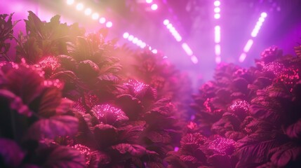 Vertical Indoor Farming: Lush Lettuce Plants Growing in Controlled Environment