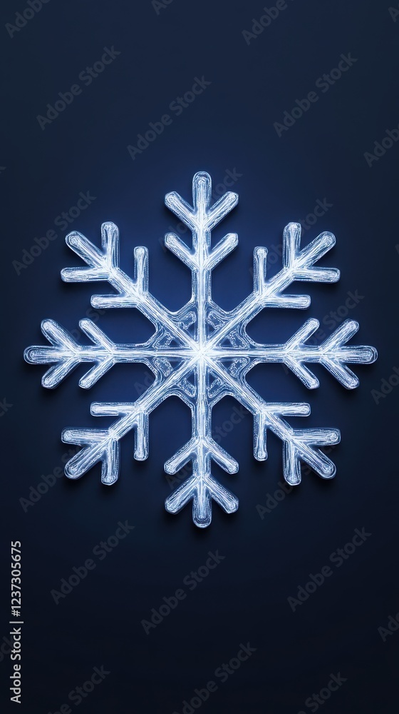 Poster a detailed snowflake design, showcasing intricate patterns and crystalline structure against a dark 