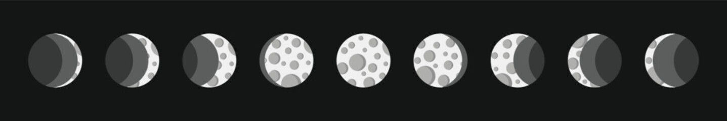 Moon shapes - different vector phases of the moon. 