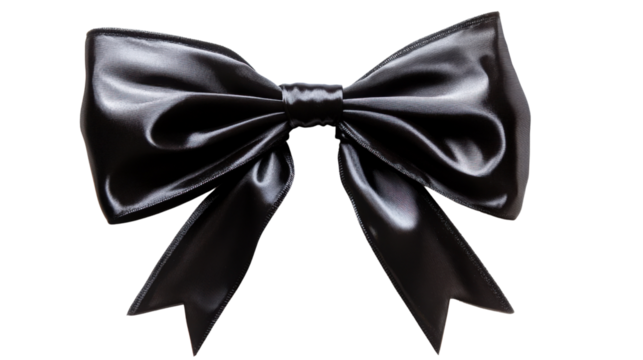 Elegant black bow isolated on transparent background