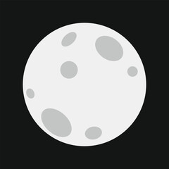 Moon vector isolated on black background. Full moon illustration. Super moon on dark background.