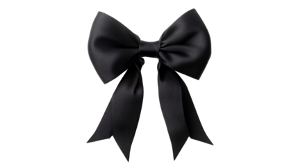 Big black bow with transparent background representing mourning and condolences