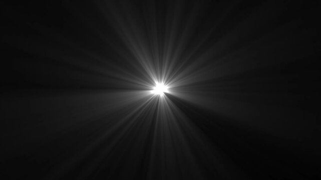 High-quality motion graphic of sun rays light effects, overlays or flare glow array isolated on black background.