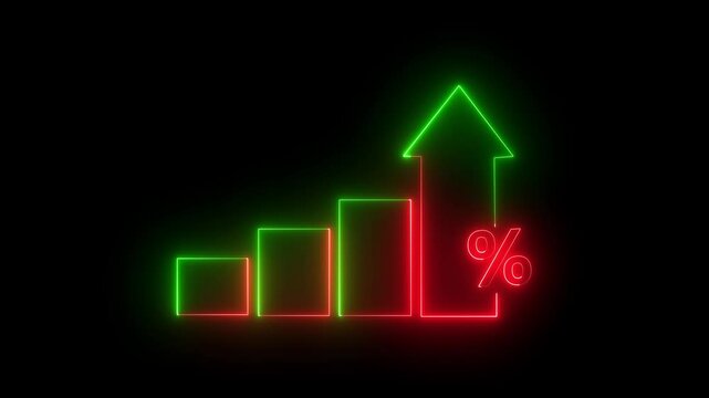 Profit high growth percent icon, stocks, financial, Interest rate and dividend concept. Futuristic raise arrow chart digital transformation abstract technology background.